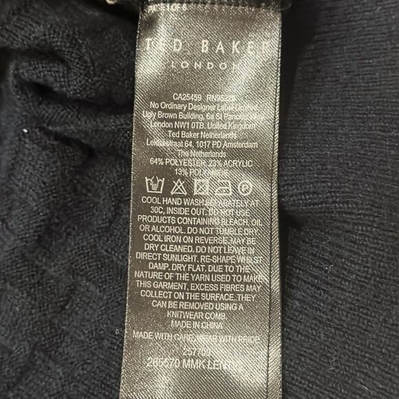 Ted Baker Men's Lentic Long Sleeve Textured Crew Neck Navy Size L - Picture 8 of 11